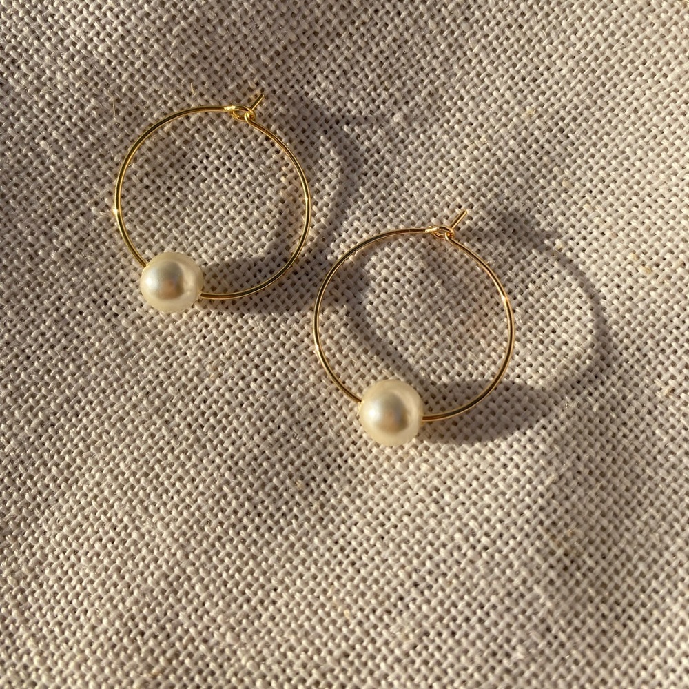 Pearl hoop earrings